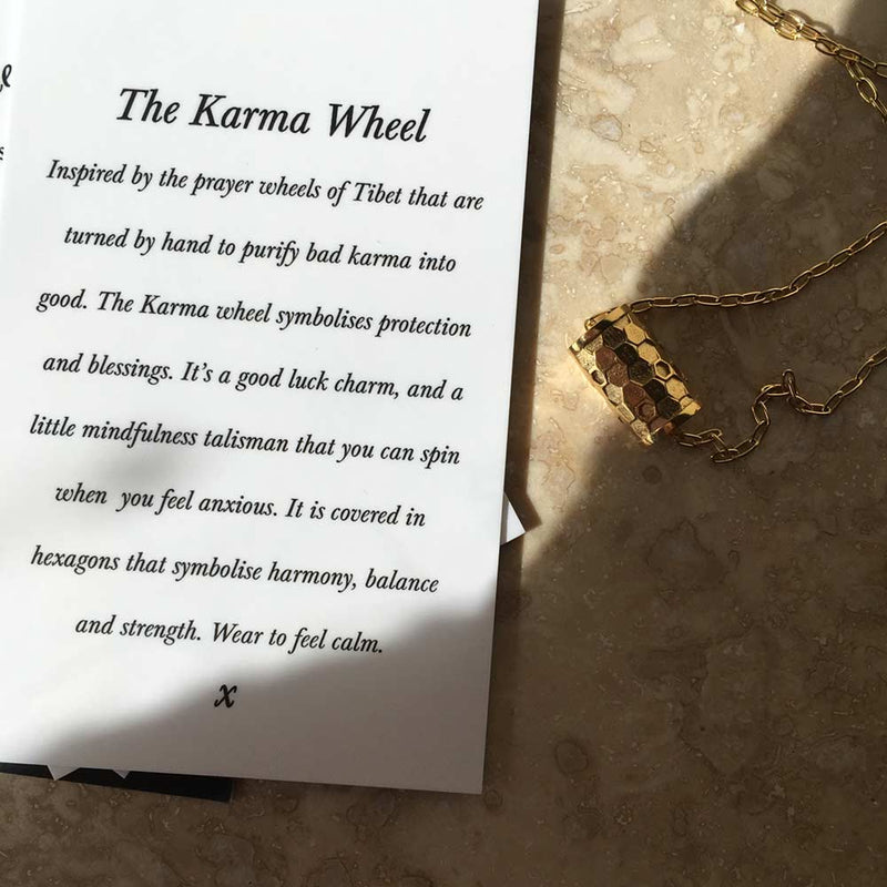 Tiny Karma Wheel Necklace Gold